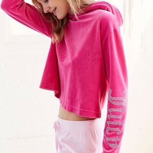 Juicy Couture OU Velour Sequin Pink Hoodie sz XS
